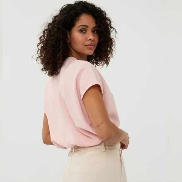 ESQUALO Soft Pink V-Neck Blouse - Picture 7 of 11